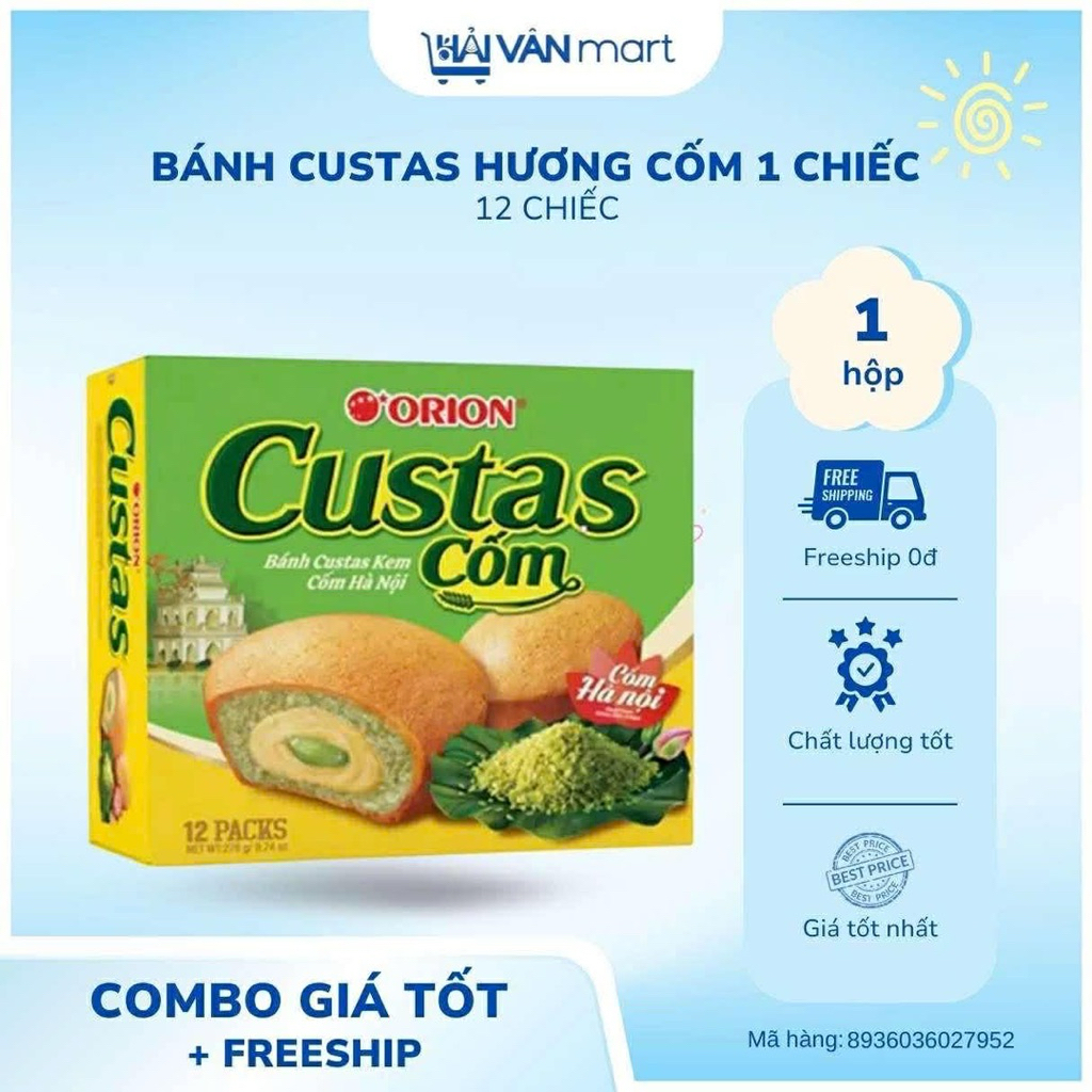 ( Combo 2 hộp) Bánh trứng Custas Cốm sen
