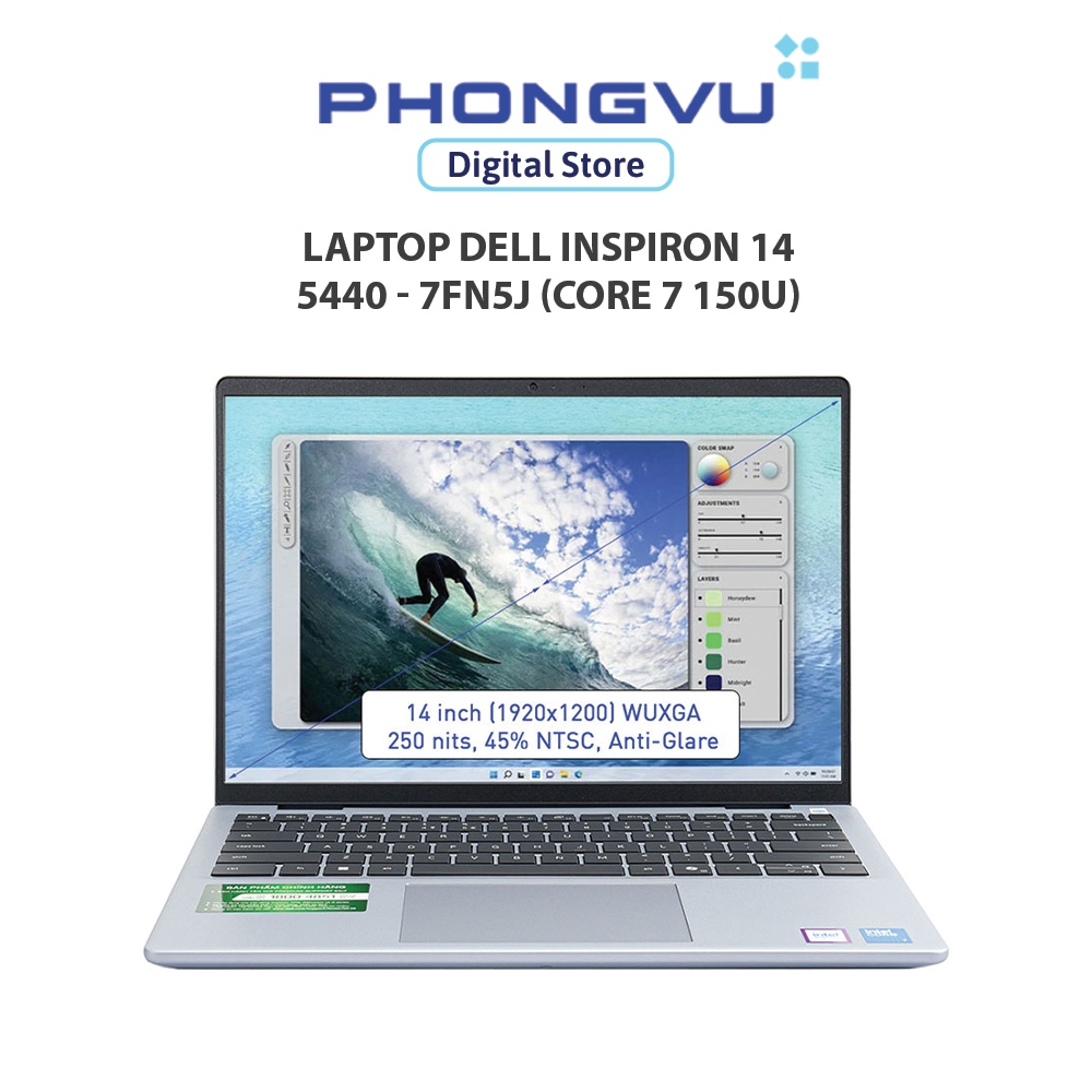 Laptop Dell Inspiron 14 5440 - 7FN5J (Core 7 150U) (Xanh) - Bảo hành 12 tháng