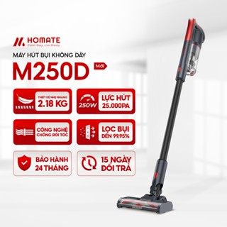 Chính Hãng HOMATE M250D Máy Hút Bụi Gia Đình Không Dây, Motor BLDC, 250W, 25.000Pa, Lọc HEPA 99.95%