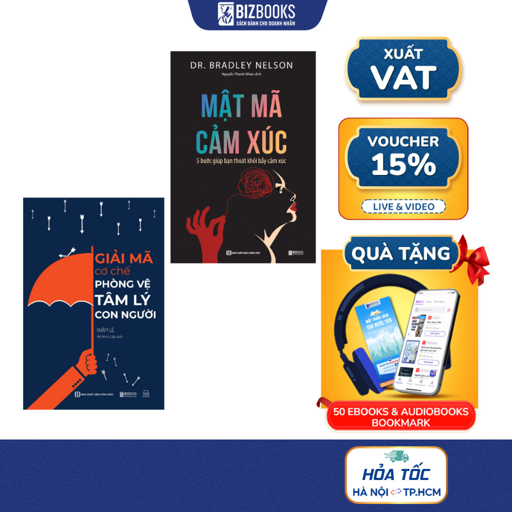 Sách Giải mã cơ chế phòng vệ tâm lý con người & Mật mã cảm xúc: 5 bước giúp bạn giải phóng bẫy cảm x