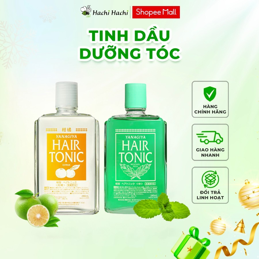 Tinh dầu Bưởi dưỡng tóc, hỗ trợ mọc tóc / Tinh dầu bạc hà Hair Tonic Yanagiya 240ml