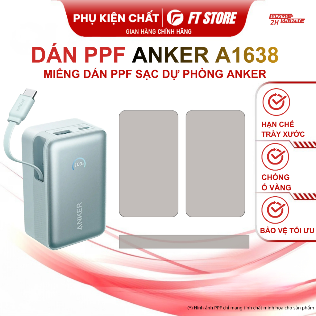 Miếng dán PPF cao cấp chống trầy màn hình, thân Sạc Dự Phòng Anker A1638 - 1000mAh