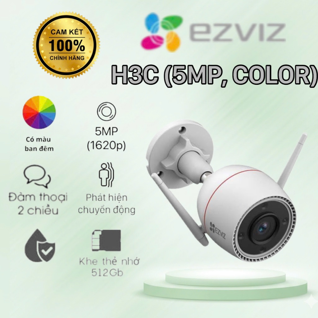 Camera EZVIZ H3C 3K WiFi thông minh 5MP, CÓ MÀU, CỐ ĐỊNH