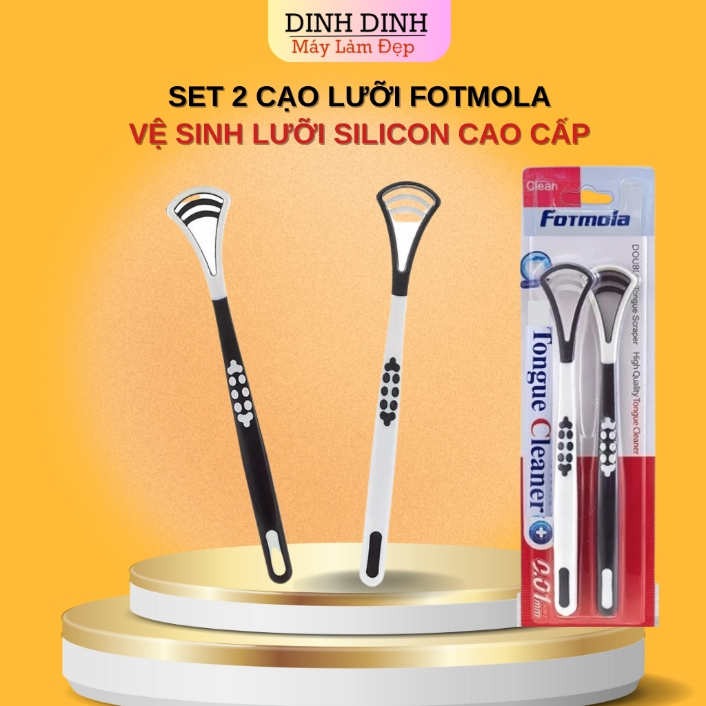 Cây cạo lưỡi SET 2 CHIẾC (nạo lưỡi) Fotmola Silicon, vệ sinh lưỡi giúp làm sạch miệng, hơi thở thơm mát