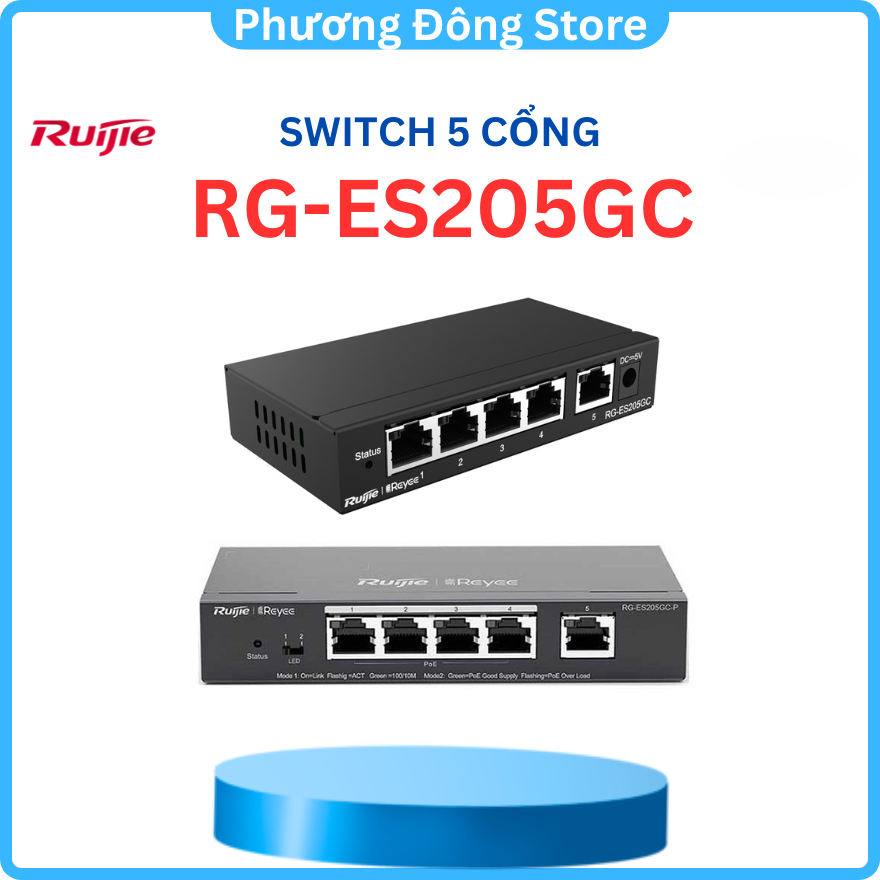 Layer 2 Smart Managed Switch 5 Cổng 10/100/1000BASE-T RUIJIE REYEE RG-ES205GC - Hàng chính hãng