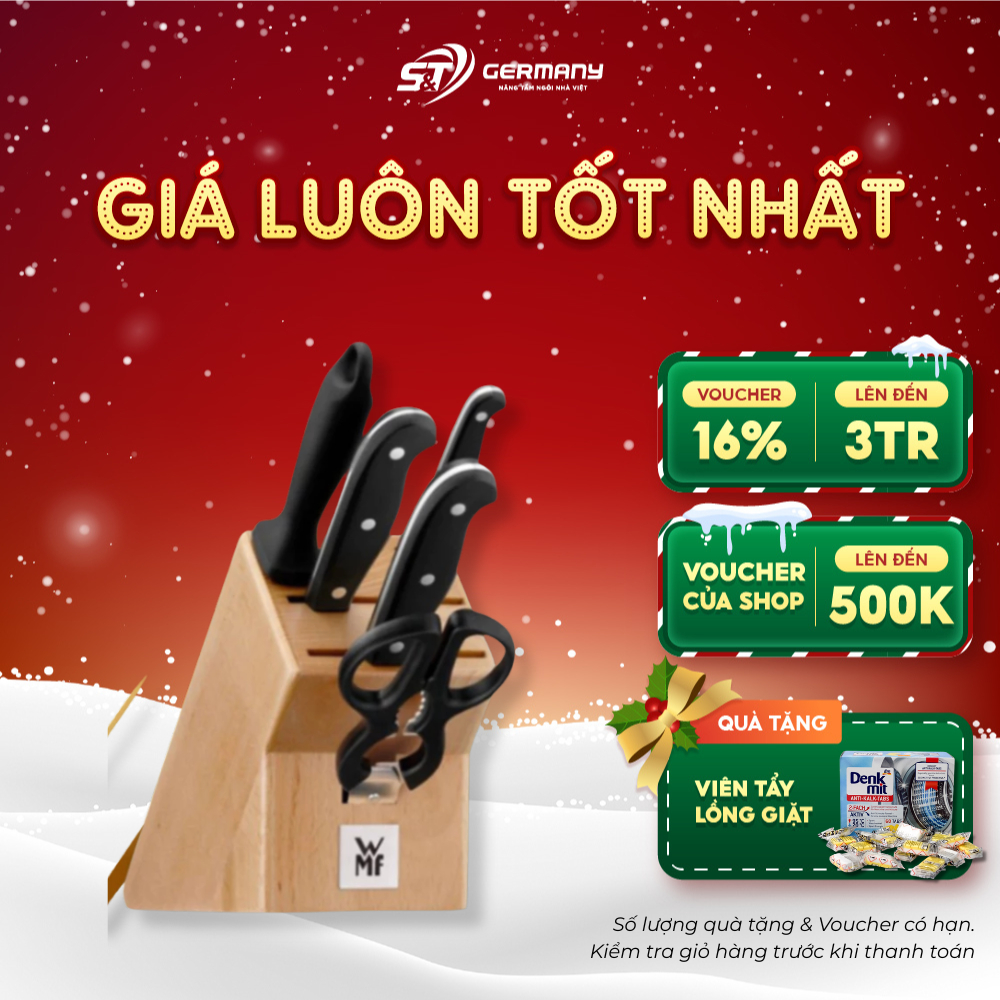 Bộ dao WMF Spritzenklasse Plus 6 món 1 dao chặt made in Germany, bộ dao nhà bếp Đức GermanySnT 10001