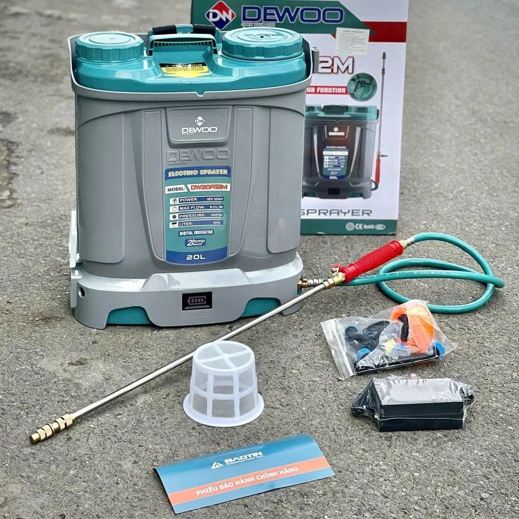 Bình Phun Xịt sâu bằng điện DEWOO 1 bơm 20L DW20A8M Có bộ đảo bằng cánh quạt