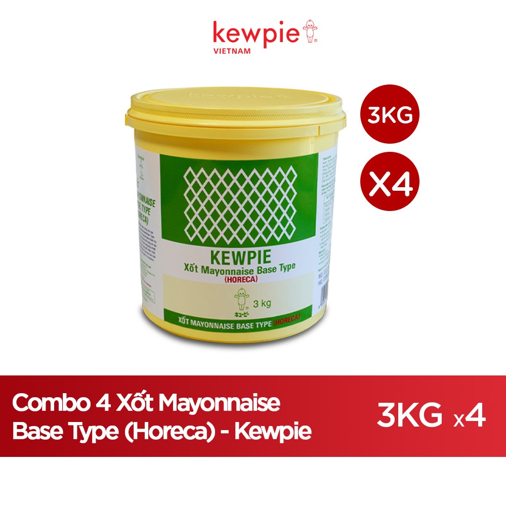 Combo 4 Xốt Mayonnaise Base Type (Horeca) - Kewpie (Xô 3Kg)