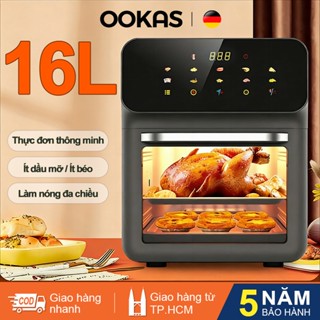 OOKAS Nồi Chiên Không Dầu 16L, đa năng, Thực đơn thông minh, công suất mạnh 1800W