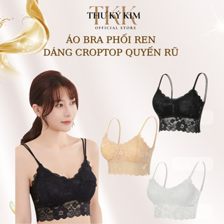  Combo 2 Áo Bra Phối Ren Quyến Rũ Áo Hai Dây Croptop Không Gọng Thoáng Mát Mềm Mịn Freesize <52kg 