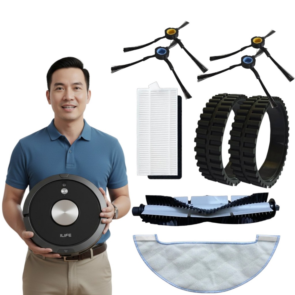 Phụ kiện Robot Hút iLife (bánh xe, lọc bụi, chổi cạnh) chính hãng model A9s, A9, A7, A80 Plus, L100