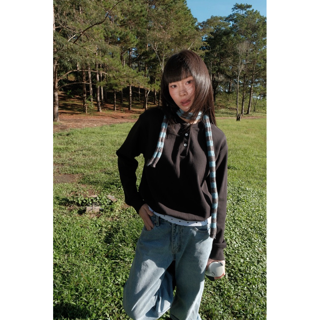 Áo sweater cổ henley - Aufra studio