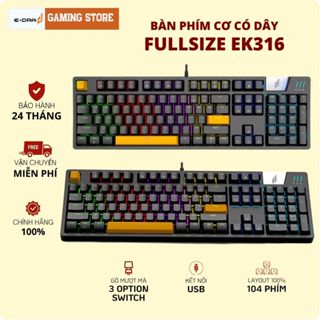 Bàn phím cơ chơi game EDRA EK316 LED RGB - kết nối USB - Bảo hành chính hãng 24 tháng 