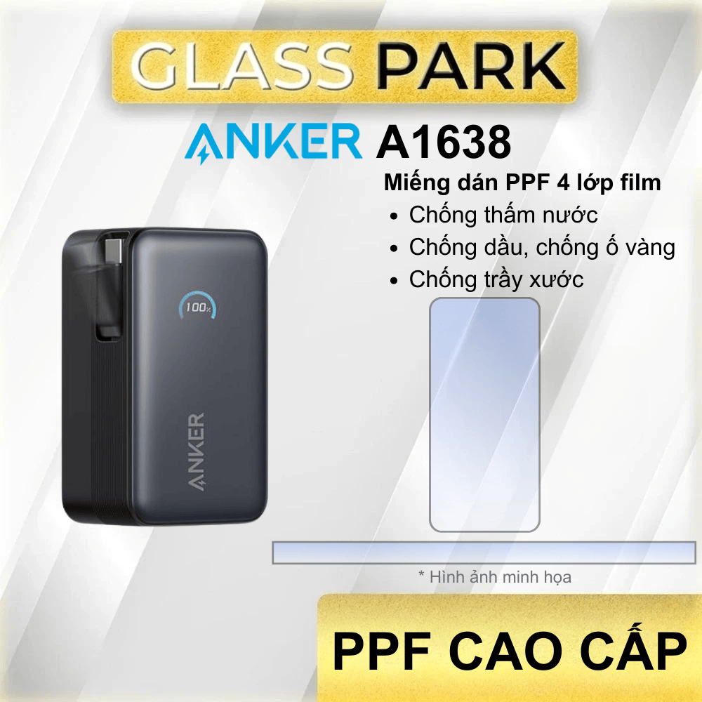 Miếng dán PPF cao cấp 4 lớp film bảo vệ sạc Anker A1638 chống trầy, bền bỉ lâu dài