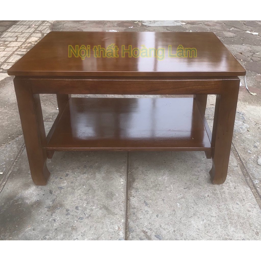Bàn trà 2 tầng gỗ xoan rừng cao 50cm