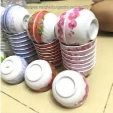 Chén ăn cơm nhựa meka in bông hoạt tiết