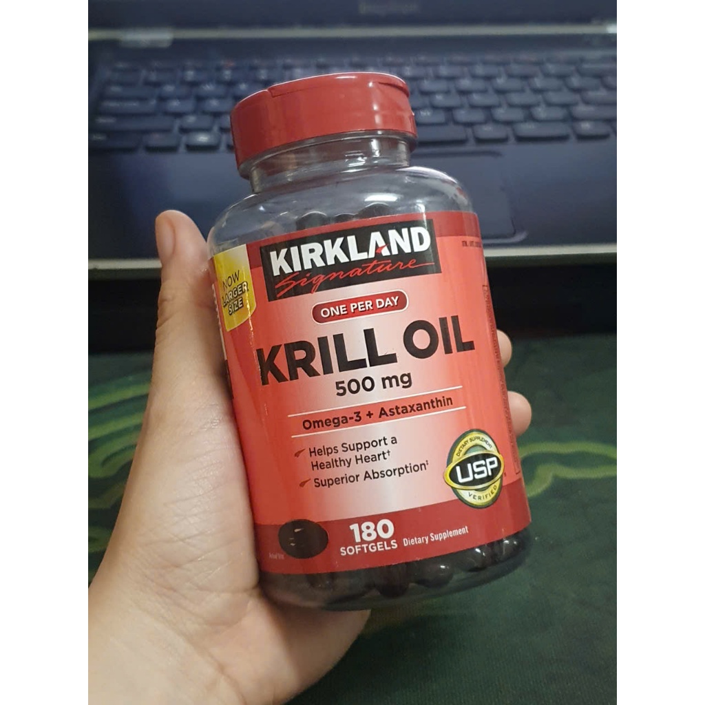 date 1/27 - Kirkland Krill Oil 500mg chai 180 viên từ mỹ Dầu omega 3 nhuyễn thể (dầu tôm)