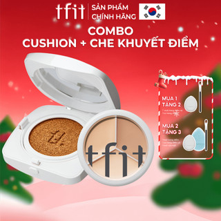 Combo makeup tự nhiên Tfit Kem che khuyết điểm 3 trong 1 15g và Phấn nước mịn lì LAYERING FIT COVER CUSHION 12g
