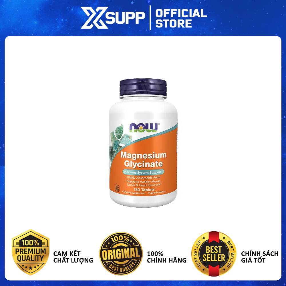 NOW Magnesium Glycinate 200mg – Magie Dễ Hấp Thu