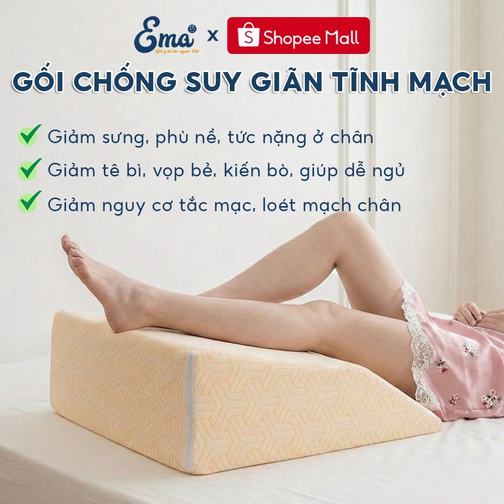 Gối kê chân Chống suy giãn tĩnh mạch Ema - Tăng tuần hoàn máu, chống phù nề, tăng thẩm mỹ ở chân