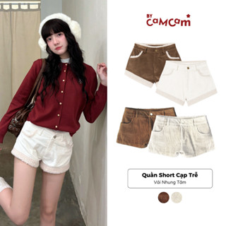   SALE SINH NHẬT  Quần Short Nhung Tăm Co Dãn Lông Cừu Ấm Áp Cạp Trễ Bycamcam Quần Short Ngắn Retro Cá Tính QTN374 