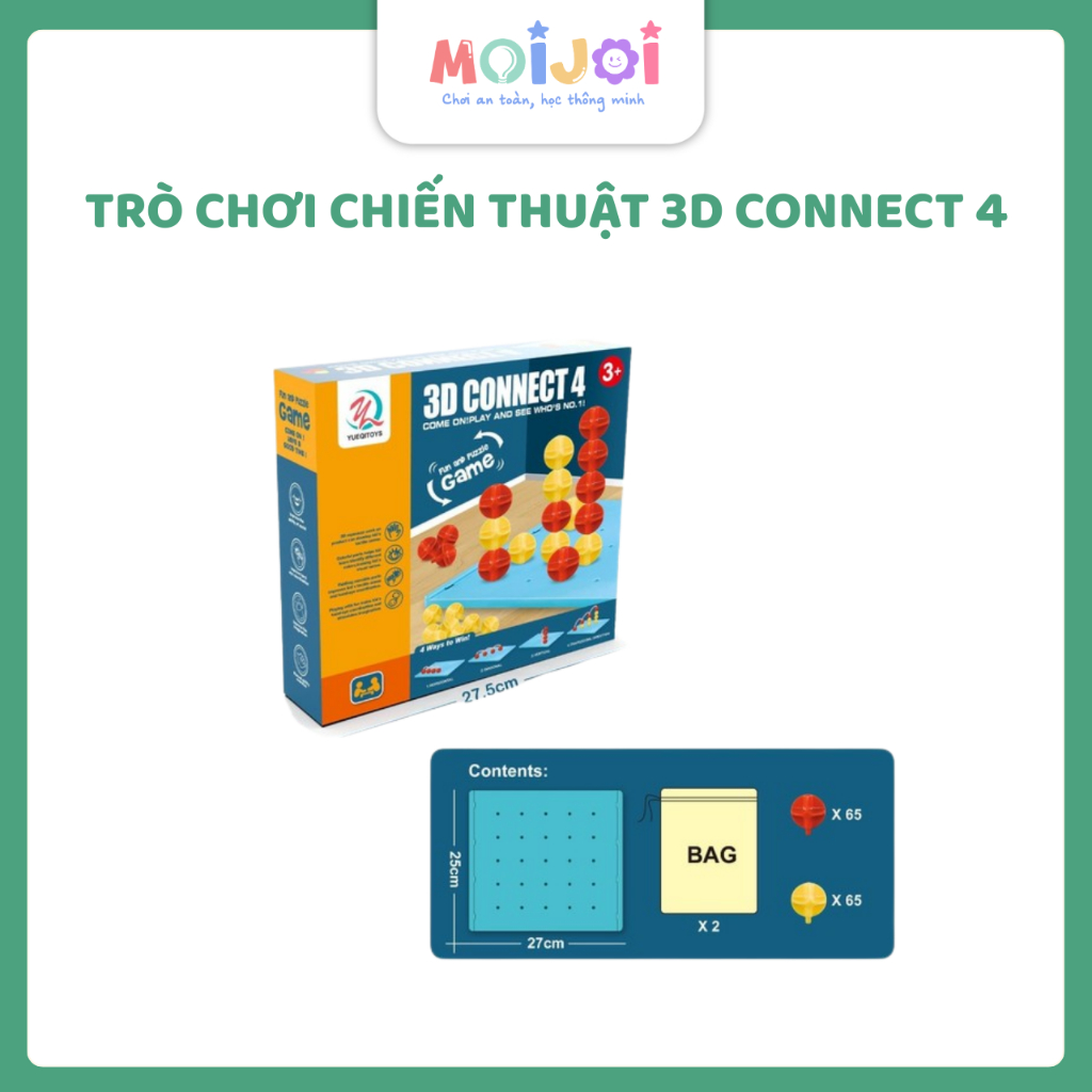 Trò chơi chiến thuật 3D Connect 4 – Bốn hàng thẳng 3D – Đồ chơi tư duy cho bé