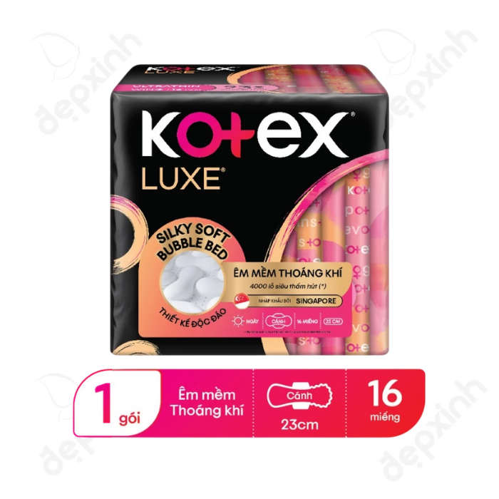 Băng vệ sinh Kotex Luxe ngày có cánh 23cm x 16 miếng