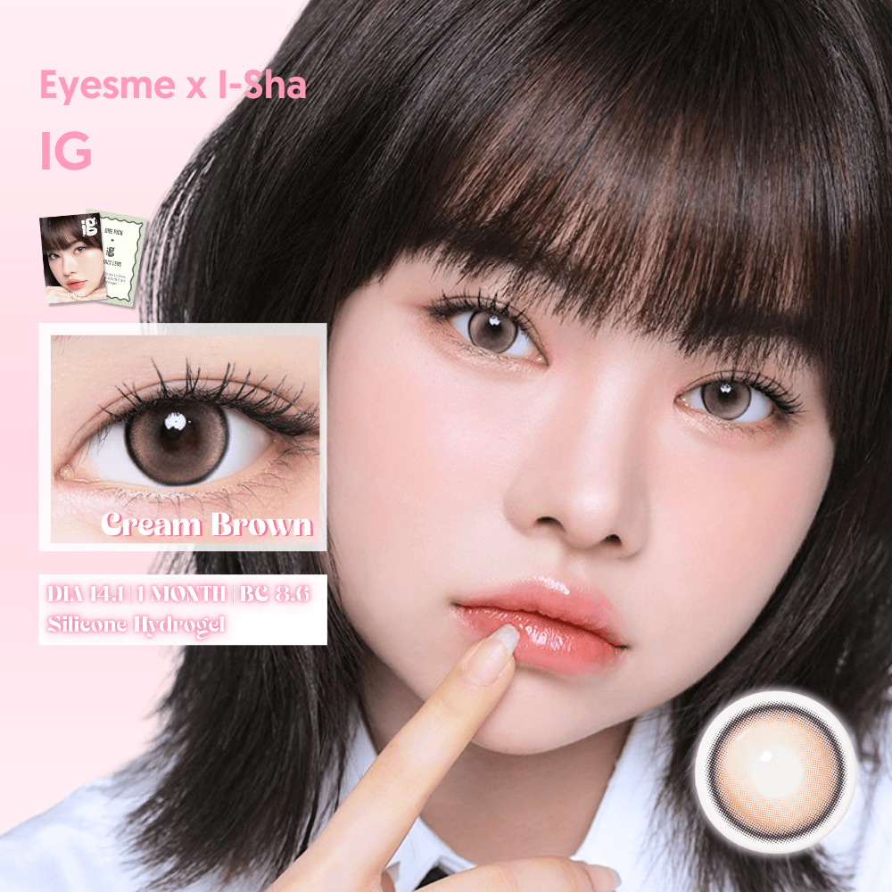 [Eyesme x I-Sha] Cream Brown lens nâu kem hiệu ứng mắt mèo - Wish I-Girl IG