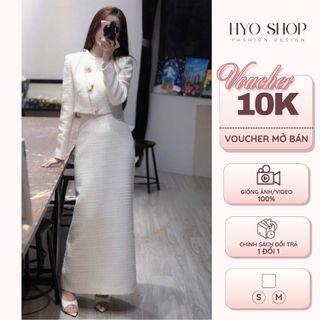  Set bộ áo dạ khuy chéo dáng ngắn kèm chân váy bút chì dài siêu hách dáng tiểu thư thanh lịch - HYO SHOP 