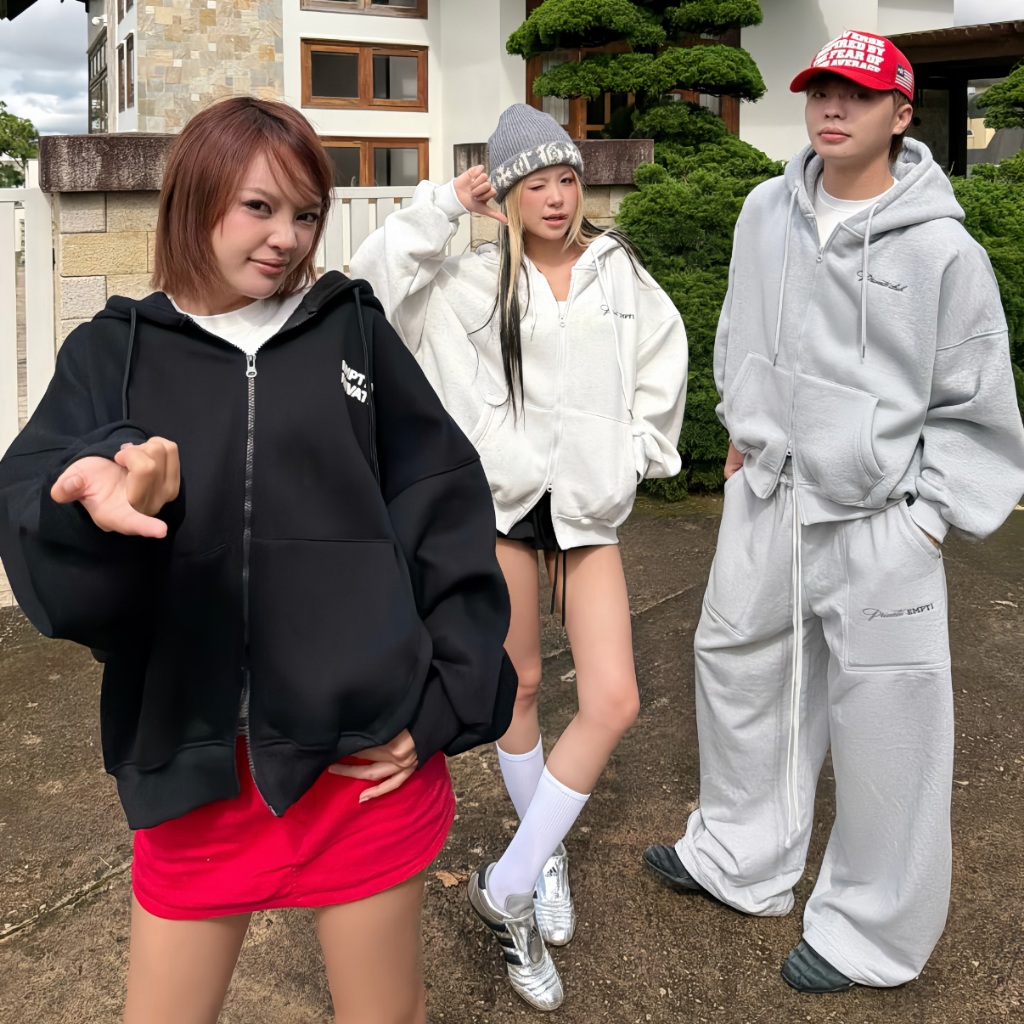 ÁO KHOÁC BOXY DÀI NỈ BÔNG VER 5 HOODIE ZIP EMPTI CLUB AK-11