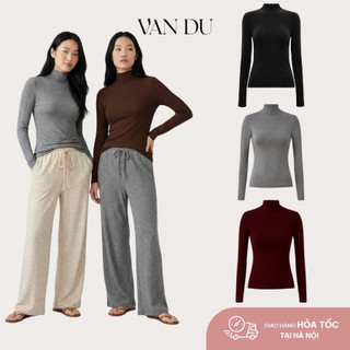 Áo giữ nhiệt nữ VANDU cổ 3 phân chất liệu Tencel ôm body dài tay