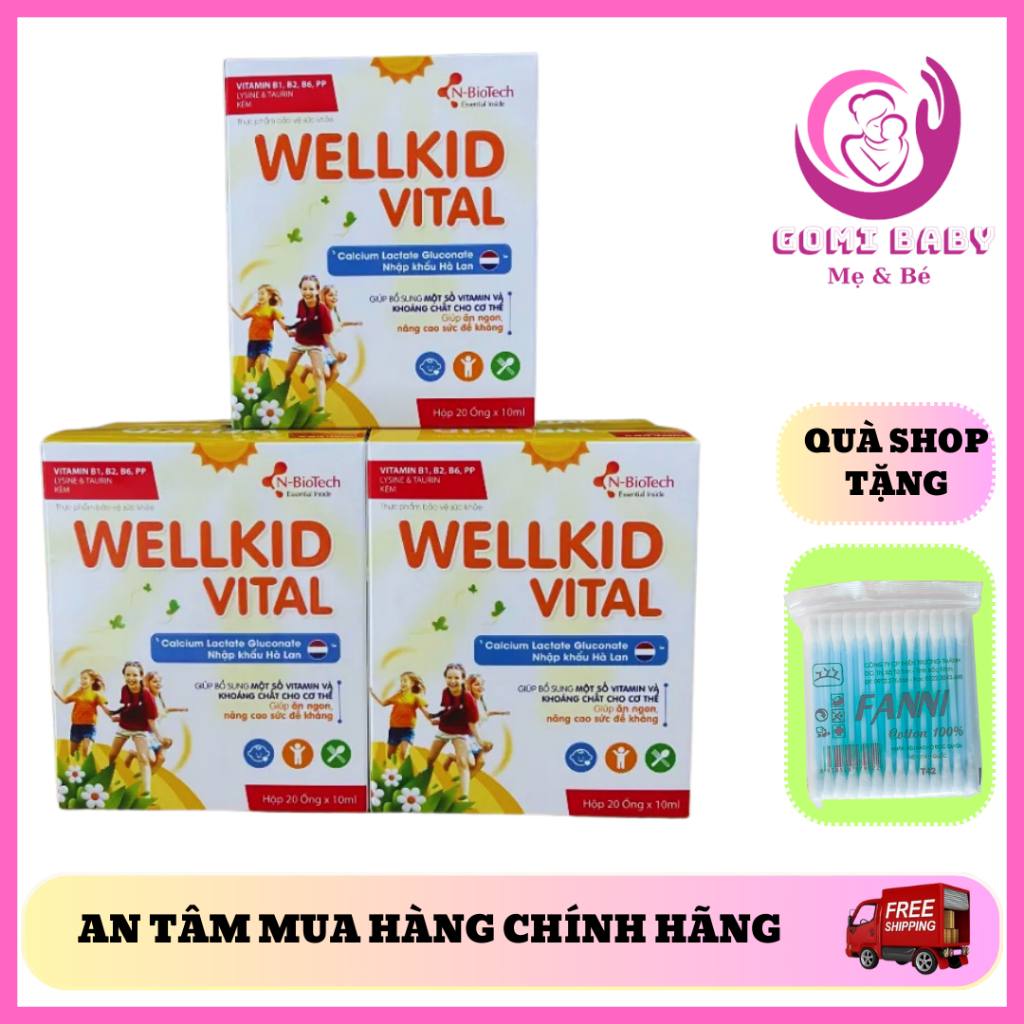 [CHÍNH HÃNG] N-Biotech Wellkid Vital Bổ Sung 13 Loại Vitamin Và Khoáng Chất Cho Bé (Hộp 20 ống)