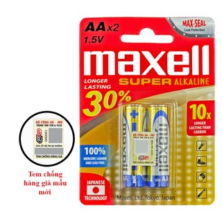 Pin AA (2A), AAA (3A) Maxell Alkaline LR6 vỉ 2 viên