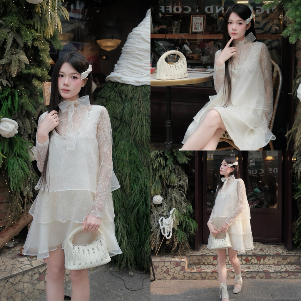 Dami Dress - Váy Đầm Dự Tiệc Babydoll Xoè Bồng Kèm Nơ Bazizcloset