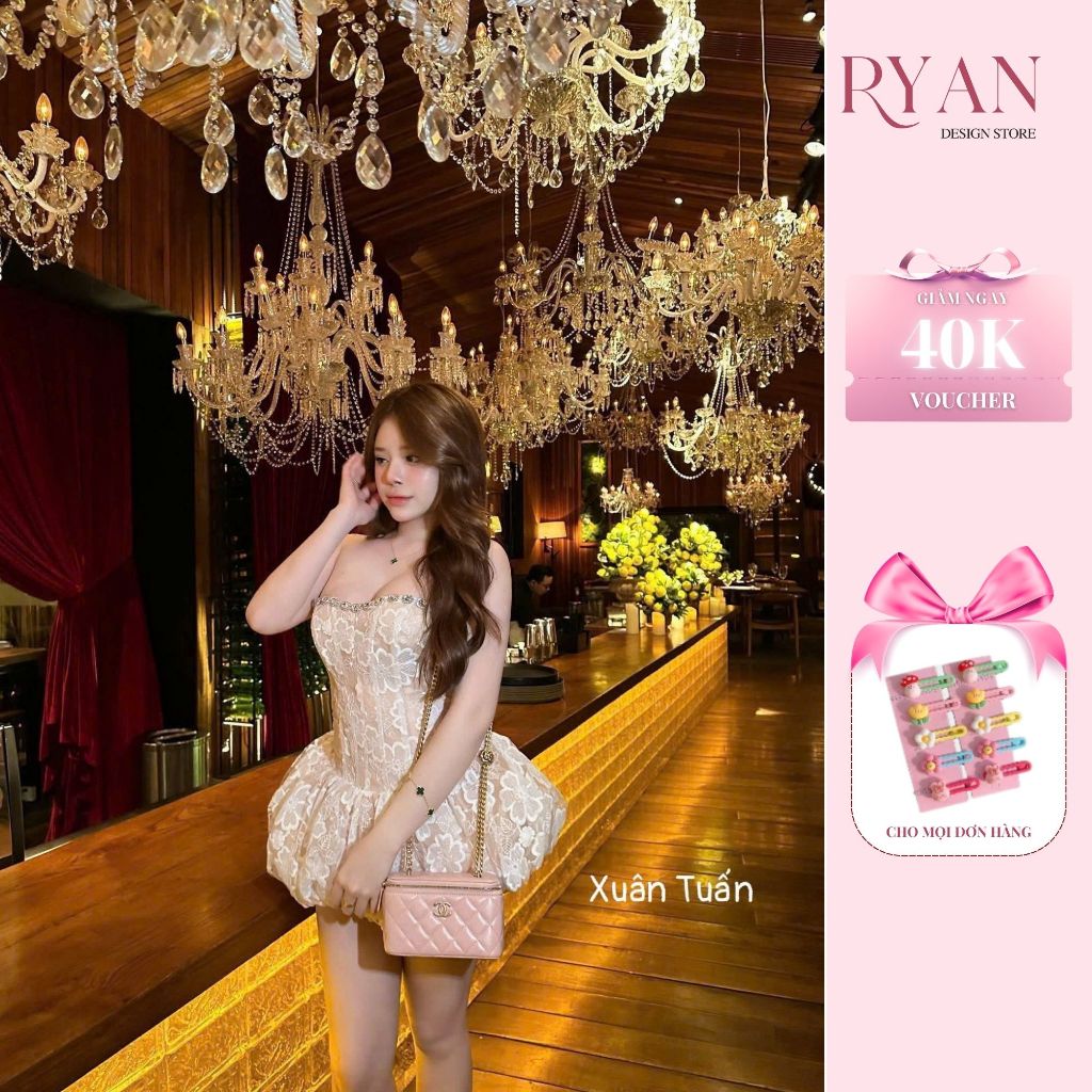 Đầm Ren Cúp Đá Phối Tùng Bí Bồng Bềnh, Váy Xoè Ngắn Tôn Dáng (HA70)- Ryan Design Store