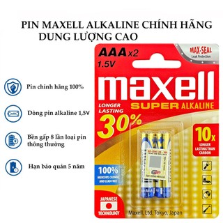 Pin AA (2A), AAA (3A) Maxell Alkaline LR6 vỉ 2 viên