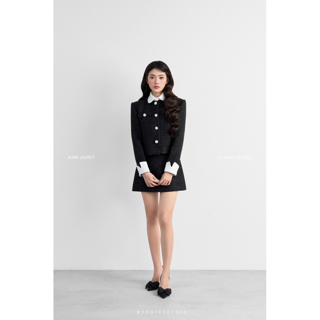 Suri Jacket - Set dạ tweed phối cổ bèo Bynoir Studio