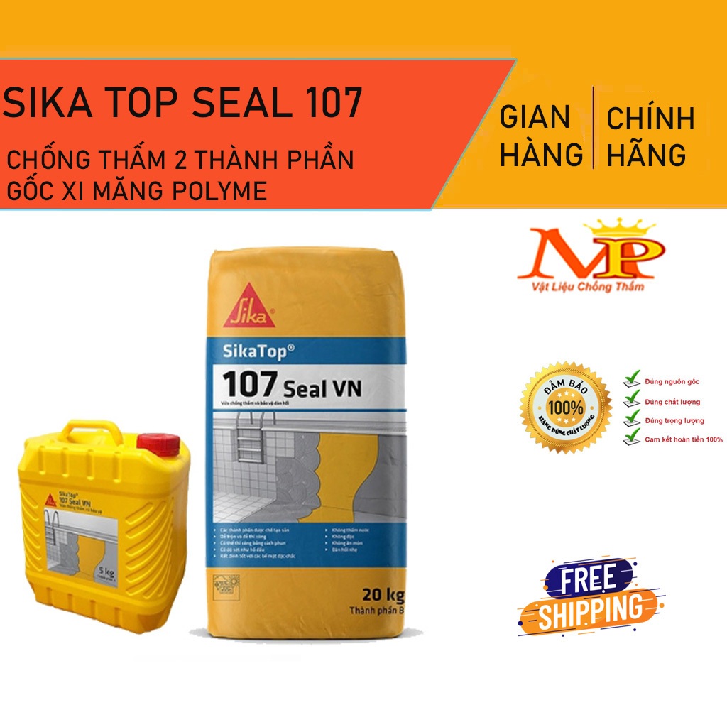 Sika Top Seal 107 -  Chống thấm 2 thành phần gốc xi măng polyme chống thấm bể bơi, sàn mái, nhà vệ s