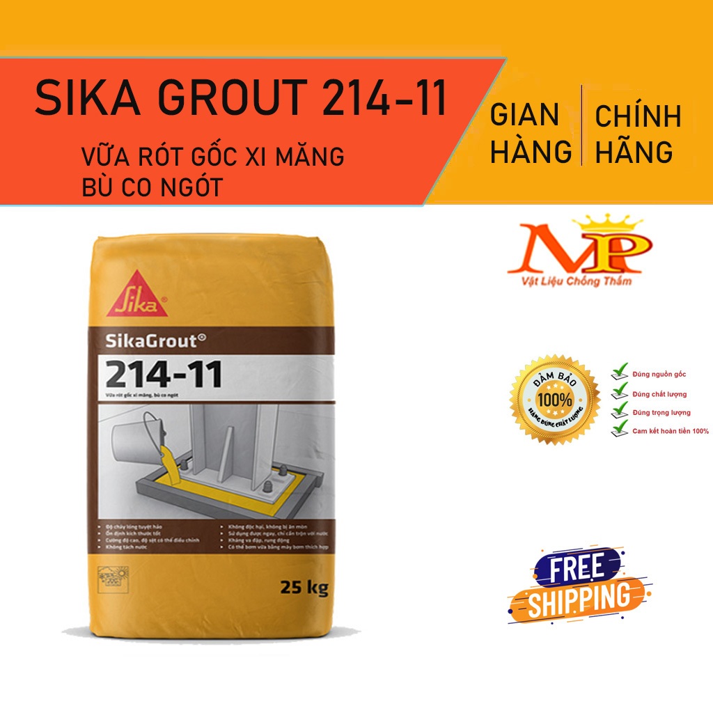 Sika Grout 214-11 Vữa rót bù co ngót gốc xi măng , chống thấm cổ ống, hộp kỹ thuật