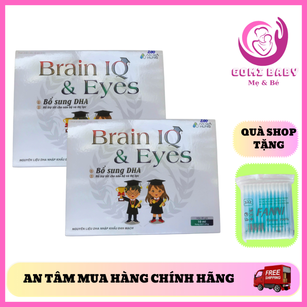 [CHÍNH HÃNG]  Brain IQ & Eyes (hộp 20 gói) Bổ Sung DHA Sữa Non Tăng Cường Thị Lực Phát Triển Não Bộ