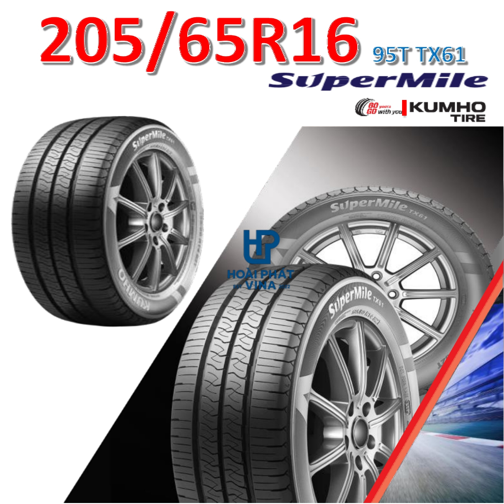 Lốp ô tô Kumho Super Mile TX61 – 205/65 R16 95T – Chính Hãng BH 5 năm (205/65R16, 205 65 R16)