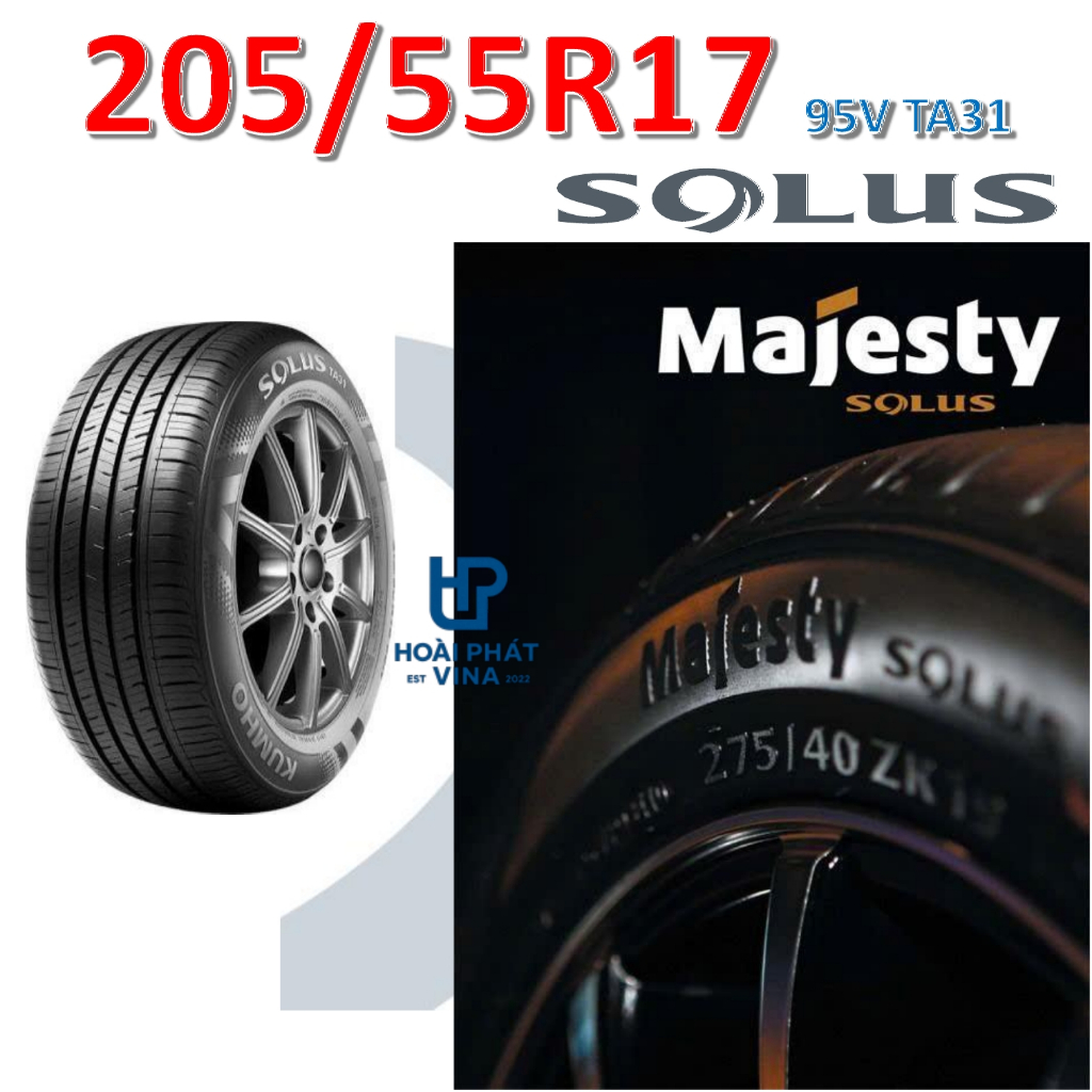 Lốp ô tô Kumho 205/55 R17 95V Solus TA31– Chính Hãng BH 5 năm (205/55R17, 205 55 R17)