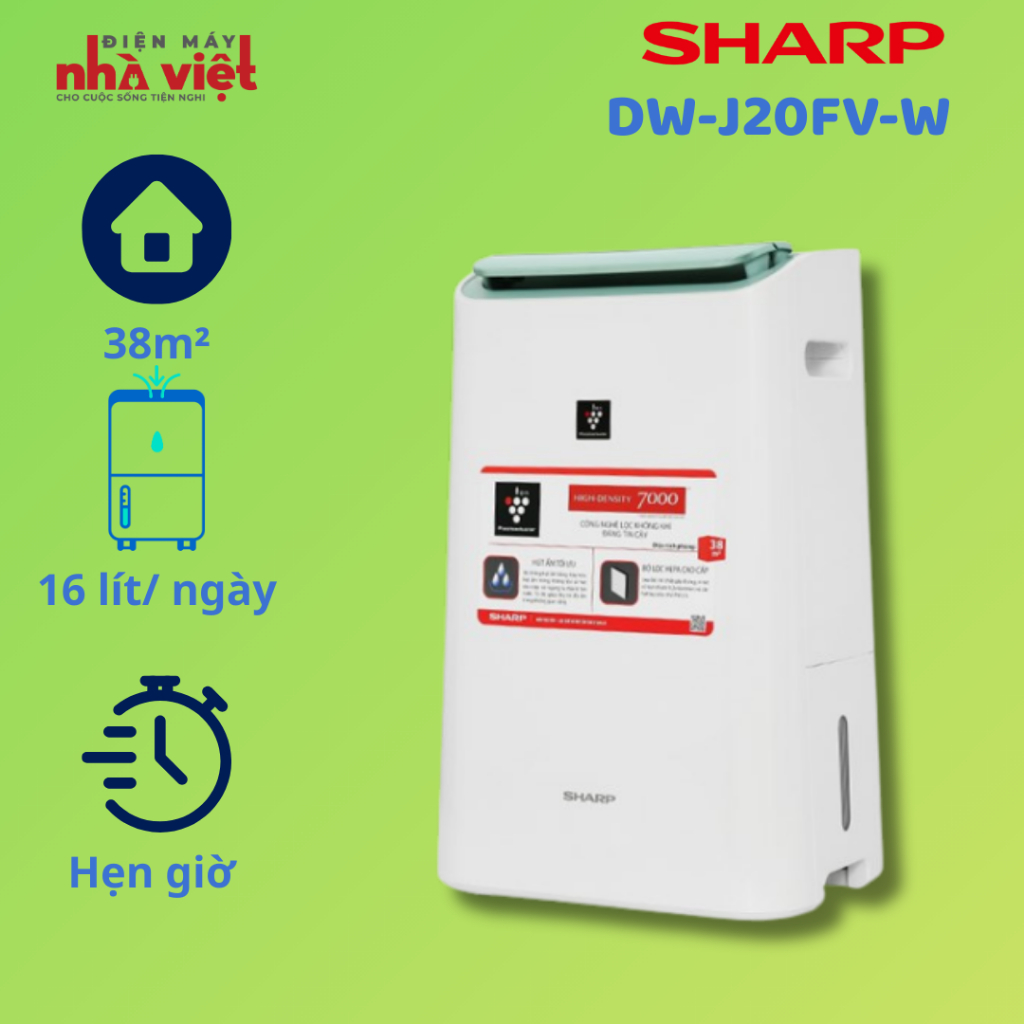 Máy lọc không khí và hút ẩm Sharp DW-E16FA-W (38m²/16lít)