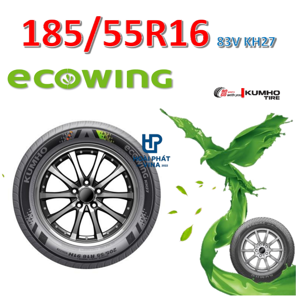 Lốp ô tô Kumho 185/55 R16 83V Ecowing KH27 – Chính Hãng BH 5 năm (185/55R16, 185 55 R16)