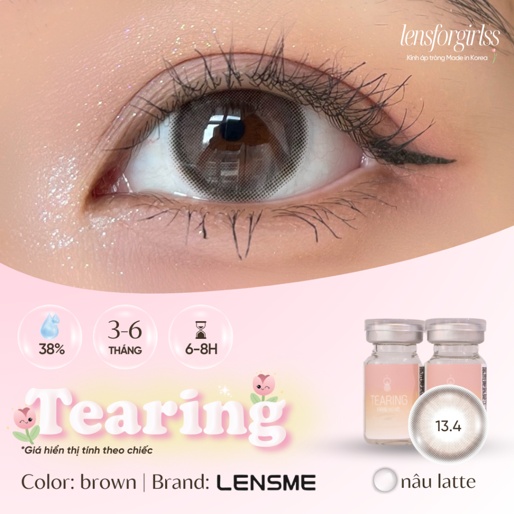 Lens Nâu | Kính áp tròng GIÃN TRÒNG nâu latte TEARING BROWN chính hãng LENSME | Lens cận | LENSFORGI