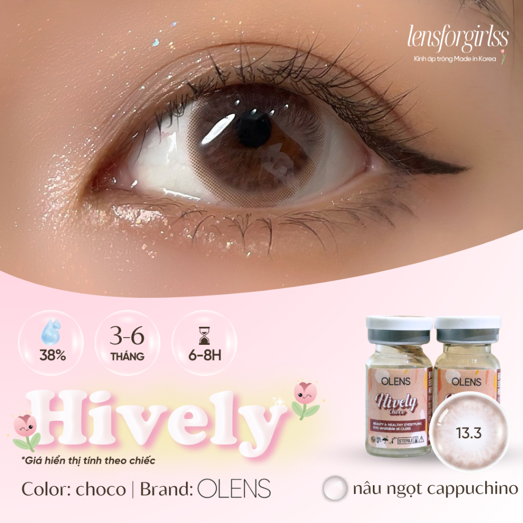 (OLENS) Lens cận | Kính áp tròng choco hồng sữa HIVELY CHOCO chính hãng KOREA | LENSFORGIRLSS