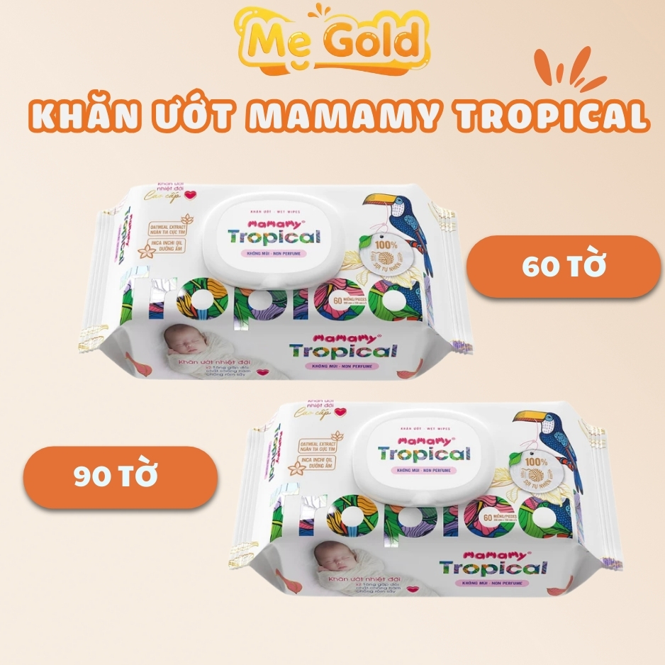 Khăn Ướt Mamamy Tropical Cho Bé  Mềm Mạ, Không Cồn Hương Thơm Dịu, Khăn Ướt Đa Năng Tropical Cho Bé