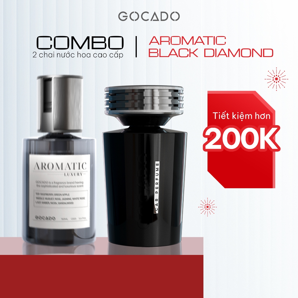 Combo Nước Hoa Ô Tô Cao Cấp  AROMATIC 160ml +  BLACK DIAMOND 200ml GOCADO