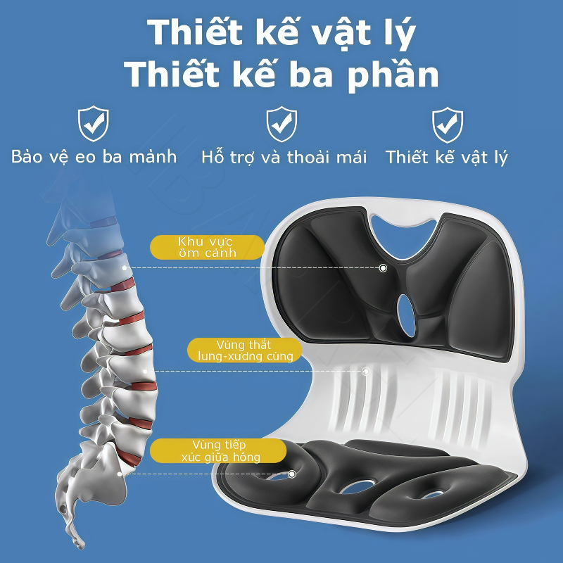 IB Đệm ghế công thái học Tựa lưng điều chỉnh tư thế Giảm đau lưng dưới Ngăn ngừa gù lưng ở trẻ em | BigBuy360 - bigbuy360.vn