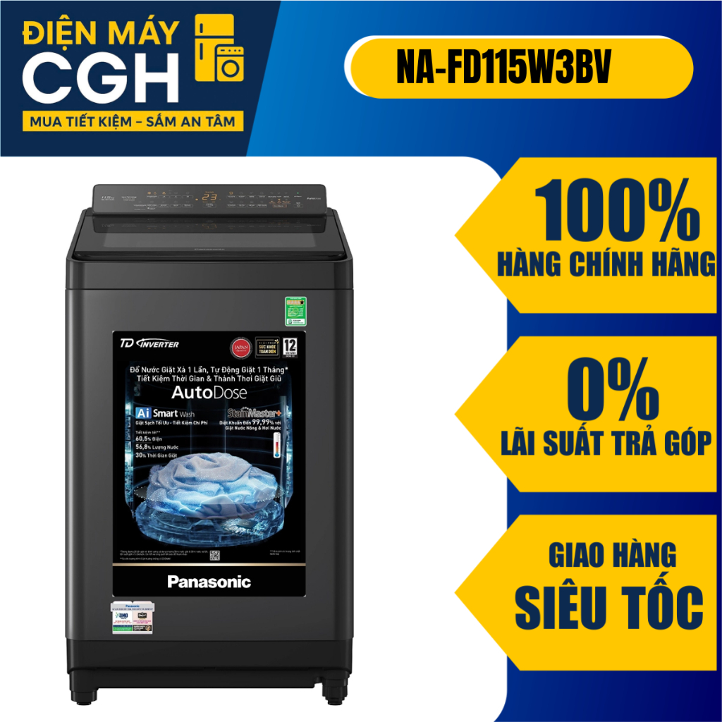 Máy giặt Panasonic Inverter 11.5 kg NA-FD115W3BV